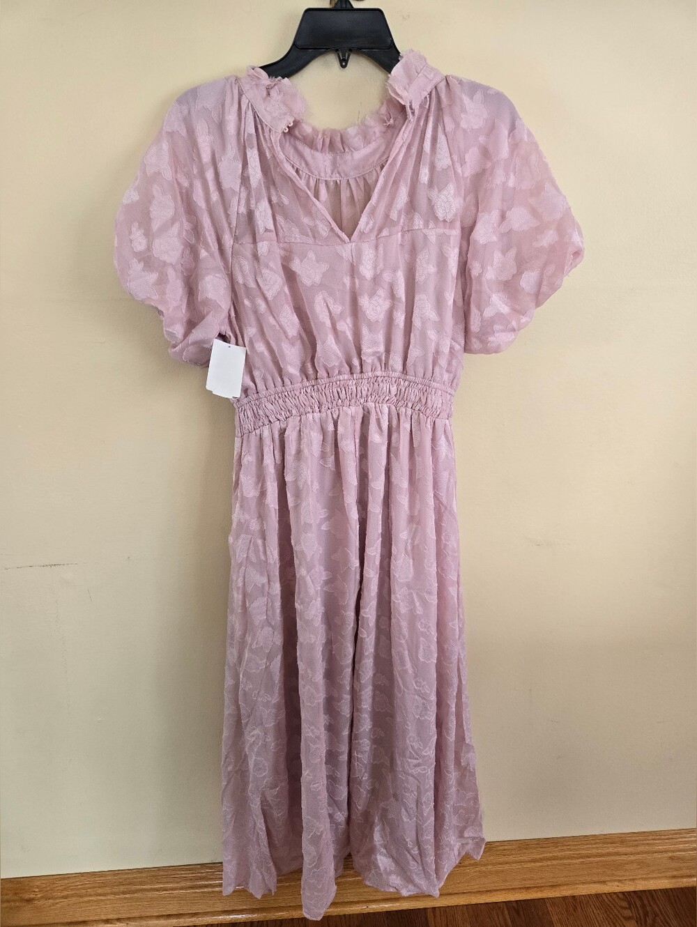 Light Pink Floral Midi Dress